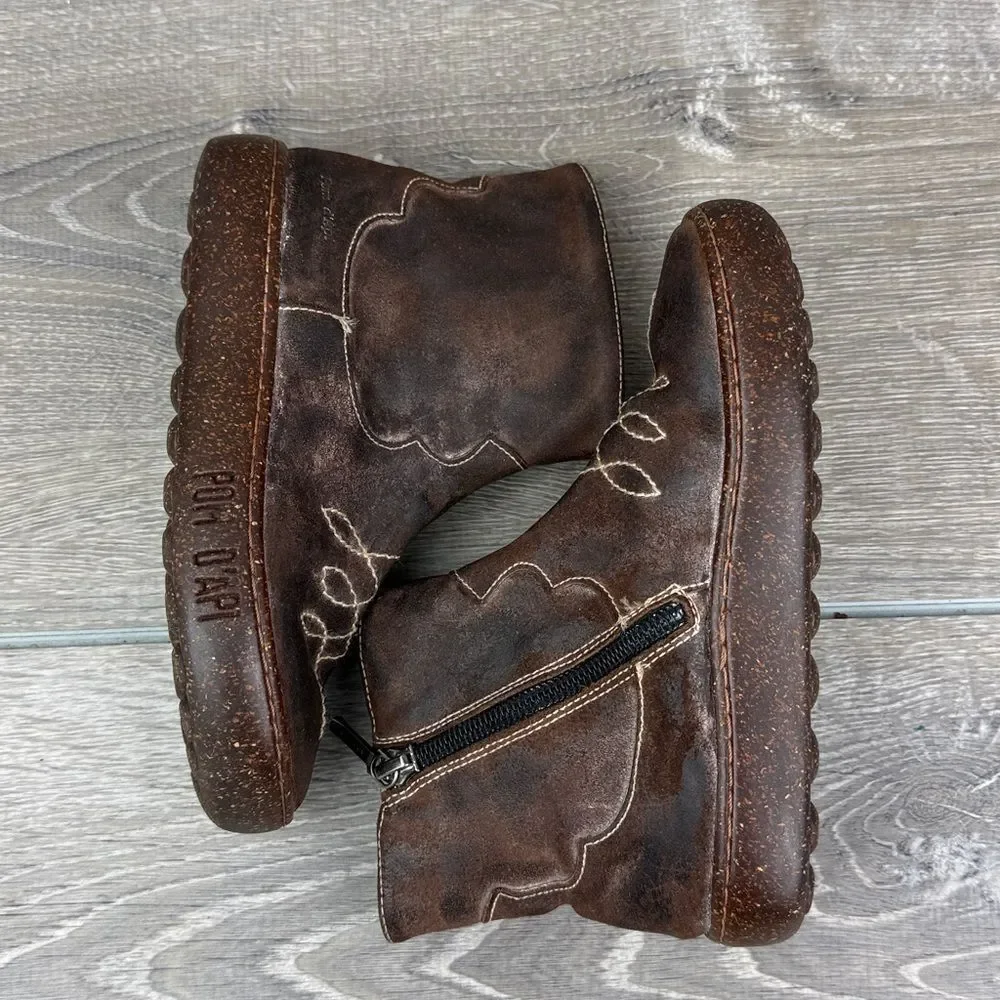Pom D'Api Little Girl Sz 13/EU 30 Dark Brown Leather Inside Zip Ankle Boots